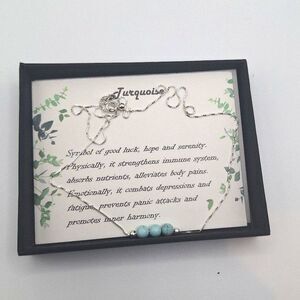 Keenove Dainty Genuine Turquoise Sterling Silver Necklace in Box